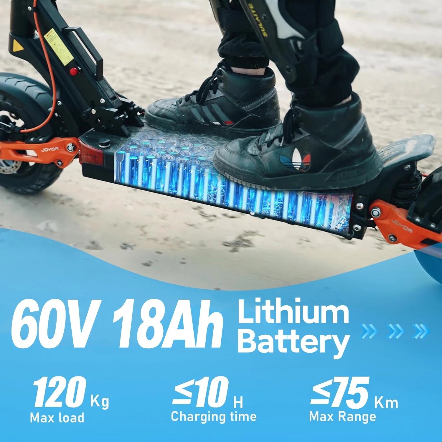 JOYOR T10 Folding Electric Scooter, Dual 1000W Motor, 10 inch Off-road Adults E-scooter with 60V 18Ah Battery