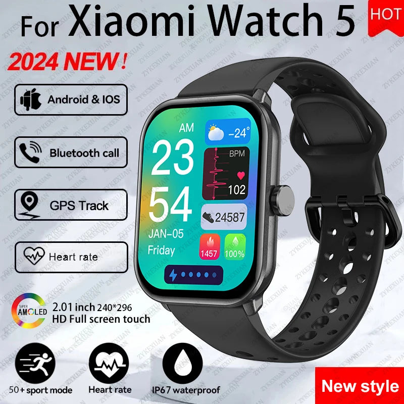 For Xiaomi Watch 5 Smart Watch Men HD AMOLED Screen Heart Rate Bluetooth Calling GPS Tracking Waterproof Sports SmartWatch Women