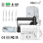 H2ofloss Water Flosser Portable Oral Irrigator 570ml 140PSI High Pressure 6 Modes 5 Nozzles with Storage Bag USB Rechargeable