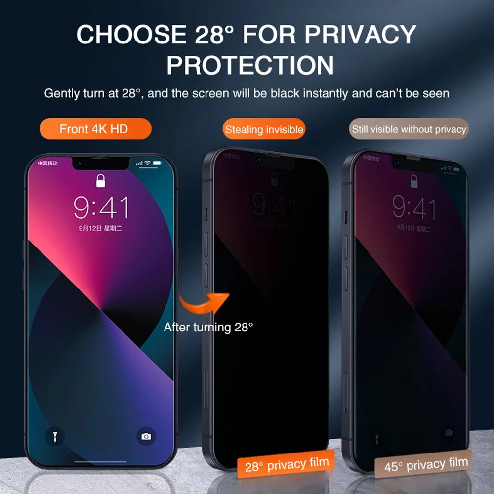1/3/5 PCS Anti Spy Tempered Glass For iPhone 17 16 15 Pro Max Privacy Screen Protector iPhone 16 Front Film iPhone 15 14 Plus verre trempe iphone 17 16e 14 13 12 11 Privacy Film