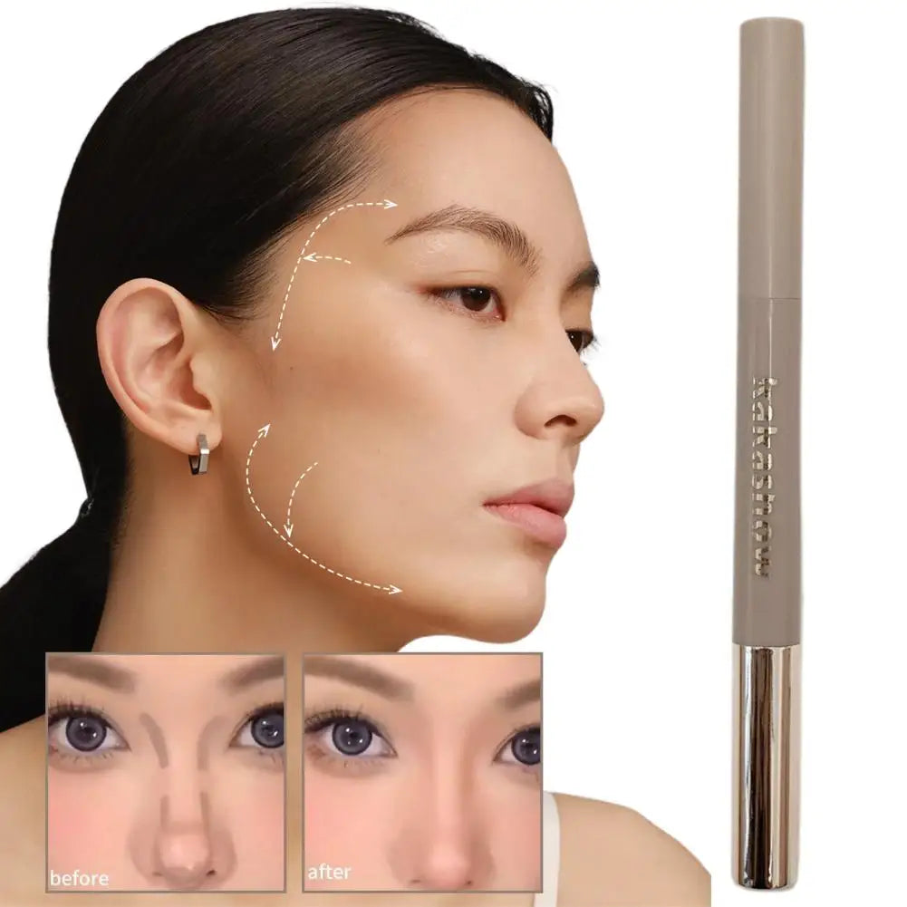 2026 New Nose Shadow Contour Pen With Sumdge Brush Naturally 3D And Brightening Contouring Stick Cream-Textured Nose Shadow Pen