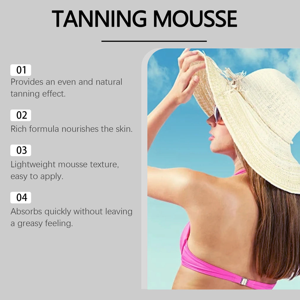 Self Tanning Mousse Moisturize Brighten Even out Body Skin Tone Anti-Dryness Sunburn Repair Mild Coconut Tan Accelerator Cream
