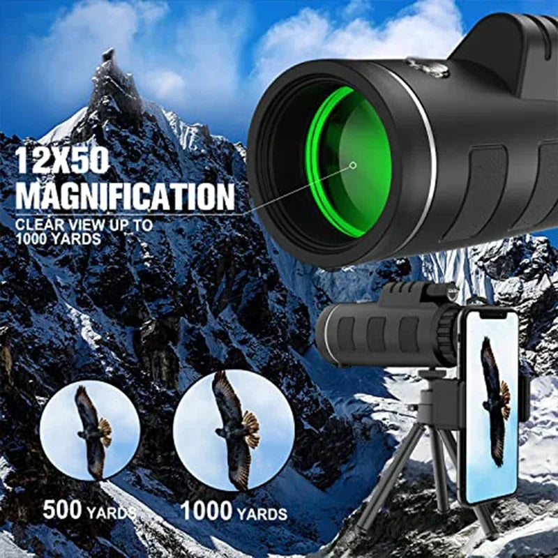 DISCOVERY 40x60 Monocular Telescope with Smartphone Holder & Tripod, High Power BAK4 Prism Lens Monocular For Hunting Camping