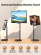 Cdisplay Portable Monitor Stand Adjustable Height Desktop Monitor Bracket for 4.7-17.3 inch Phone Tablet Monitor Support Holder