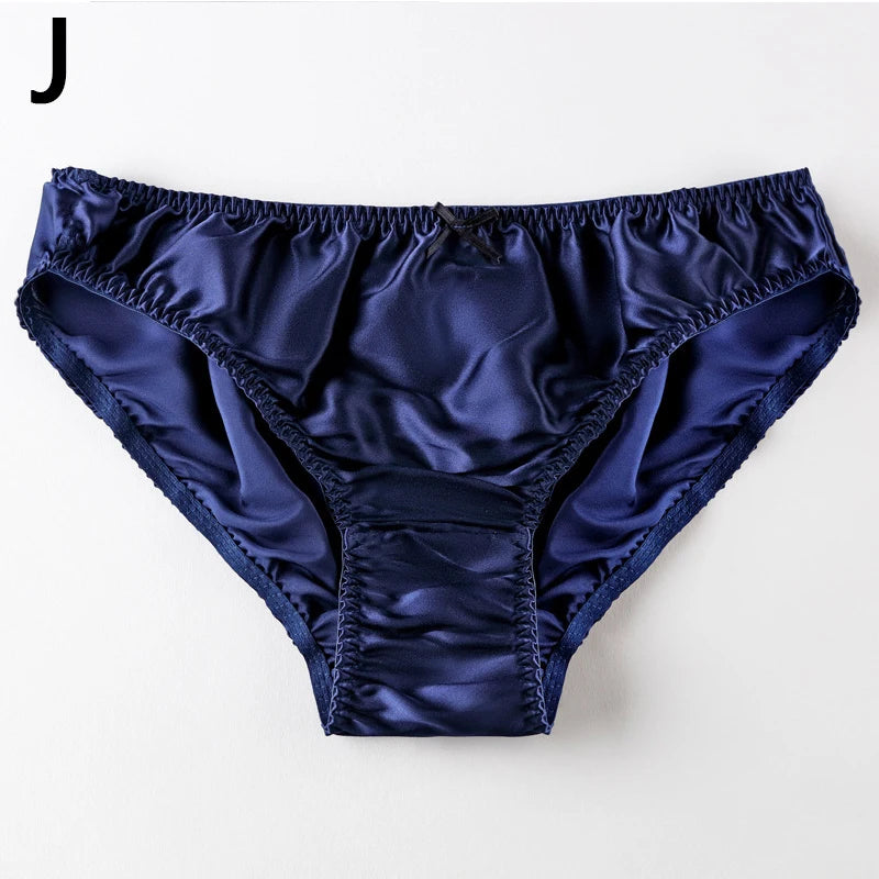 Women'S 100% Mulberry Silky Panties Fashion Lace Brief Large Size Comfortable Breathable Solid Color Lingerie Seamless Underwear