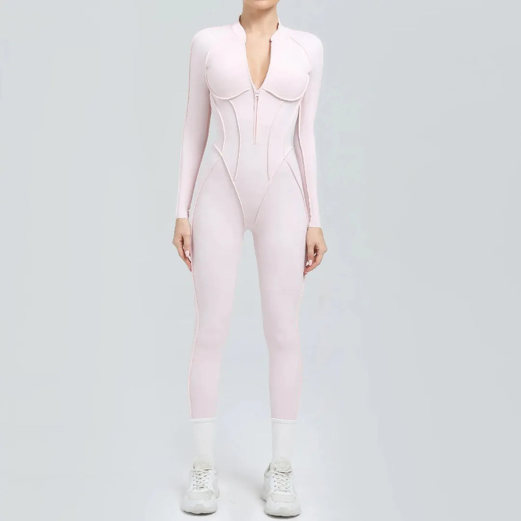Women's Yoga Jumpsuit Hip Lift Sports Fitness Removable Padding Backless Zipper Leggings One-Piece Running Workout Gym Jumpsuit
