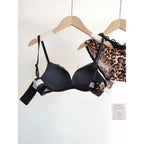 Sexy Leopard Print Lingerie Set Women Wireless Invisible Push Up Small Breasts,adjustable A To C Cup,sheer Lace Pure Design, S-X