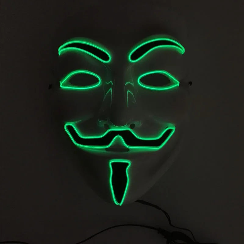 V For Vendetta Mask Cosplay Guy Fawkes Hacker Glowing Mask For Halloween Carnival  Decor Props