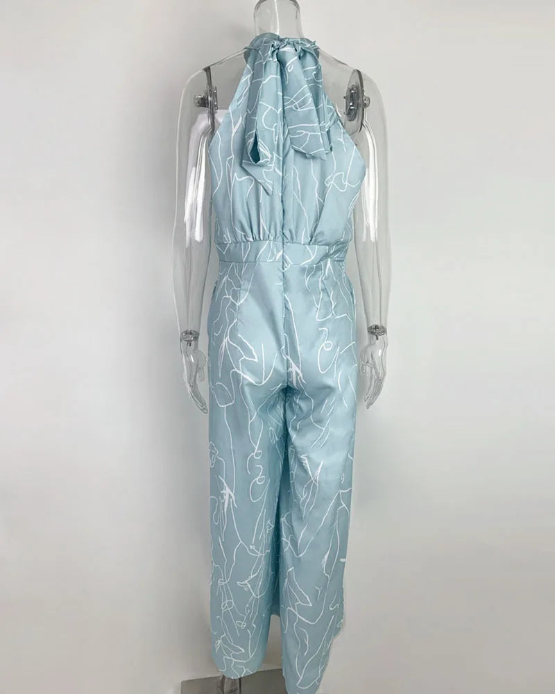 Sexy Sleeveless Jumpsuit Office Lady Spring Summer Fashion Casual Off Shoulder Print Jumpsuits For Women 2024 One Piece Rompers