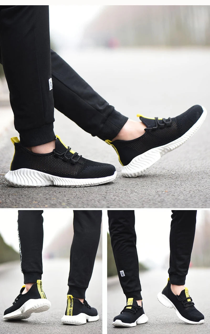 summer work shoes with protection breathable Lightweight safety shoes with iron toe anti-stab anti-slip working summer shoes