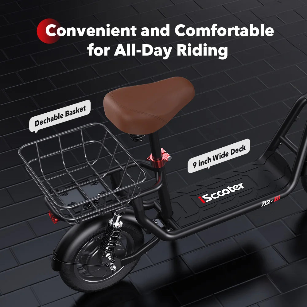 ISCOOTER i12 Adult Electric Scooter 500W Motor E- Scooter 36V7.5AH Battery Electric Scooter 12 Inch Road Tire Electric Scooter