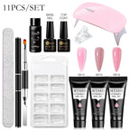 24PCS/Set 20ml Poly Naili Extension Gel  Kit Mini UV Lamp Sealer With Base Top Coat Professional Poly UVNail Gel Kit Starter Kit