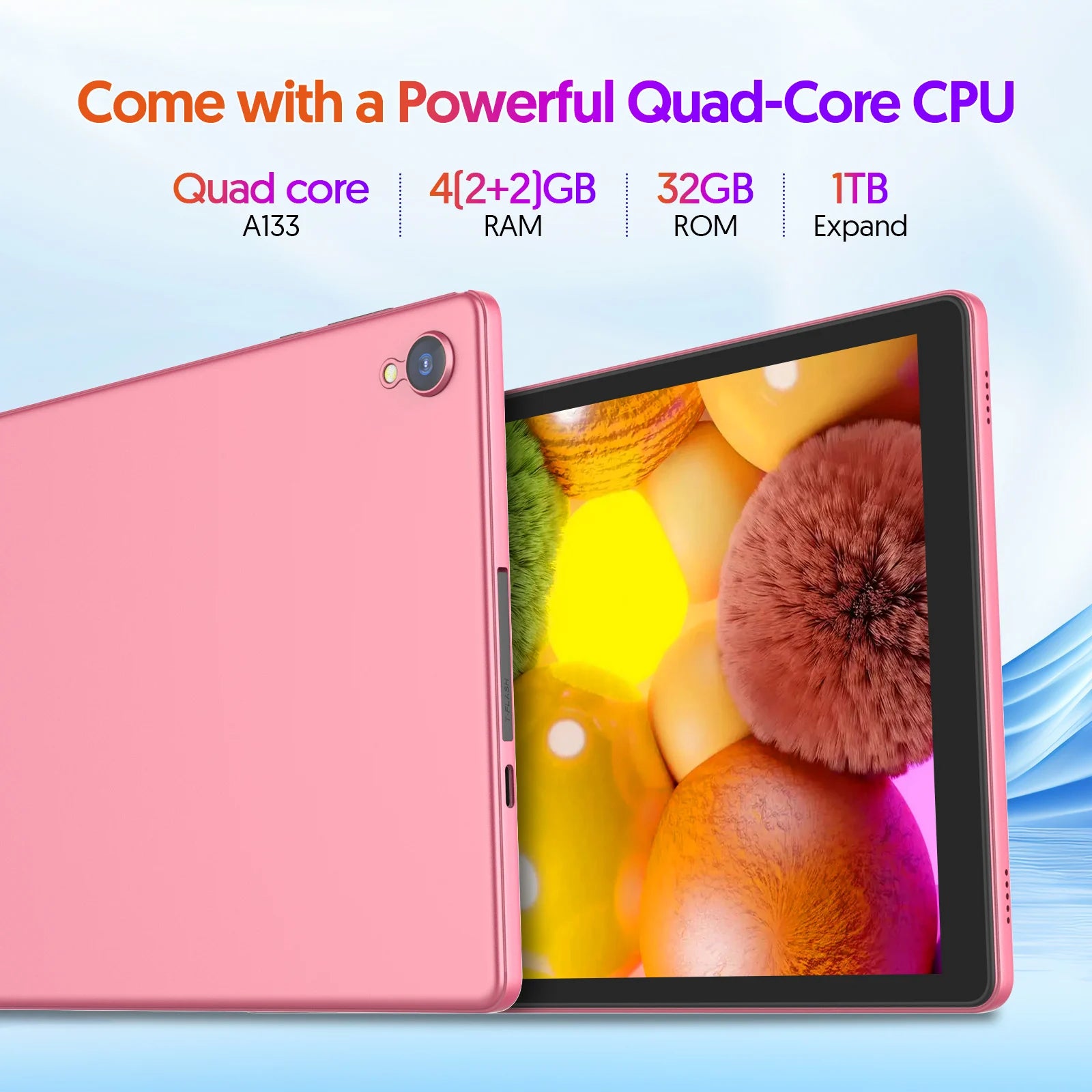 BAKEN 10-inch Android 14 Tablet, Quad-core Processor, 32GB Storage, Wi-Fi 6, Bluetooth, USB-C Port, Google Play Store (GMS)