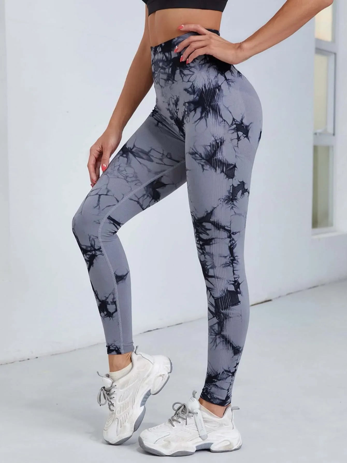 Women's Tie Dye Nine Tenths Leggings High Waist Yoga Pants Soft Stretchy Workout Running Pants Breathable Comfortable
