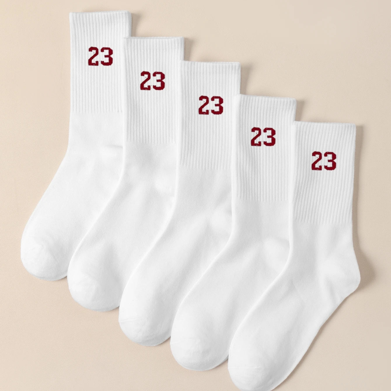 Men's Crew Socks, Classic, Number 23 Design, Comfortable, Breathable, Moisture-Wicking