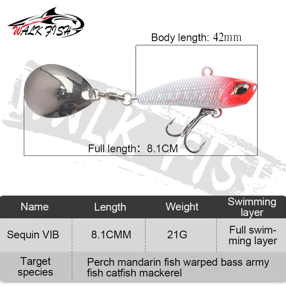 WALK FISH 7g 11g 15g 21g Spinner Bait Metal VIB Fishing Lure Rotating Tail Vibration Sequins Japan Wobbler Trolling Bait Pesca Secondary image