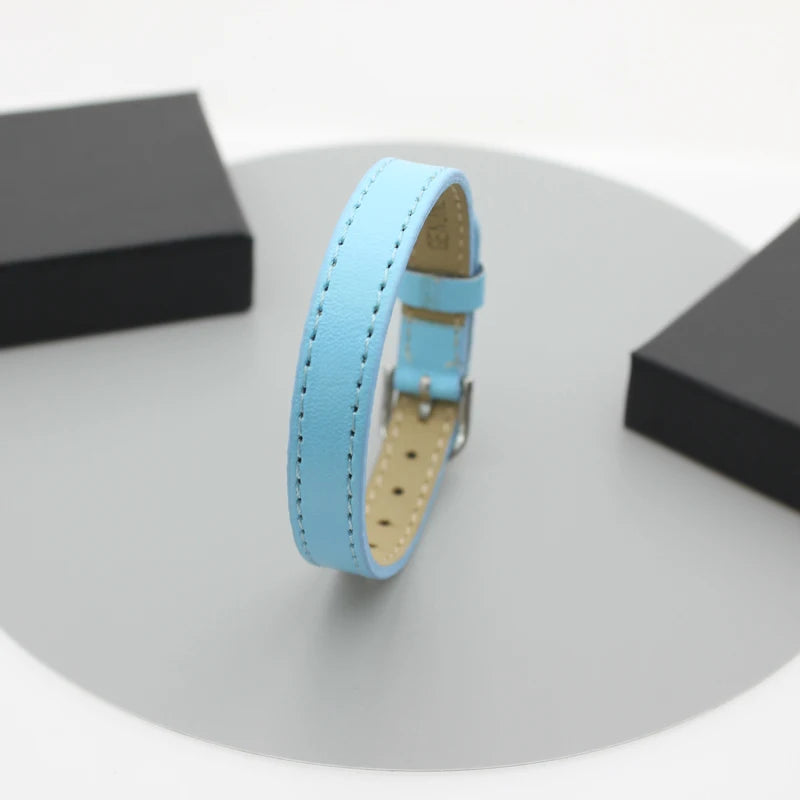 20pcs 10mm Genuine Real Leather Bracelet For Women Slide Letter Charms Wristband Jewelry Making DIY Pet Collar Keychain Band
