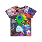 Boys Summer T-shirt Tees Brawl-Stars Anime Figures Leon Cartoon Characters Kids Cosplay Costumes Crow T Shirt Christmas Gifts