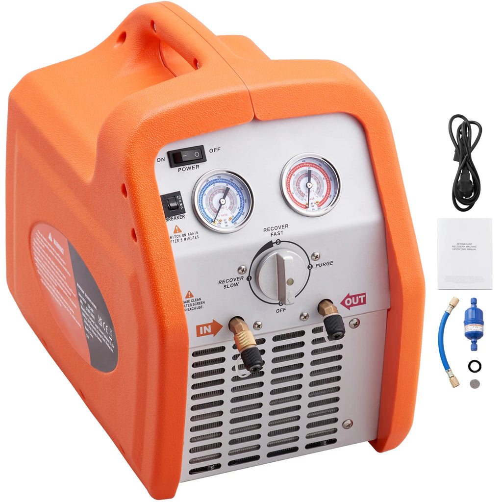 SucceBuy 3/4 1HP Refrigerant Recovery Machine Portable AC Recovery Machine 60Hz Recovery Machine HVAC for Car Air Conditioning