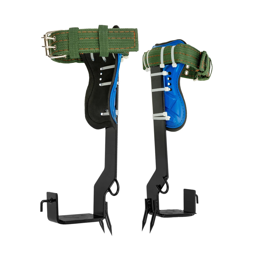 Tree Climbing Tools with Safety Belt 2M Rope 45# Steel Wide Foot Pedal Comfortable Kit for Fruit Picking, Jungle Survival, Black