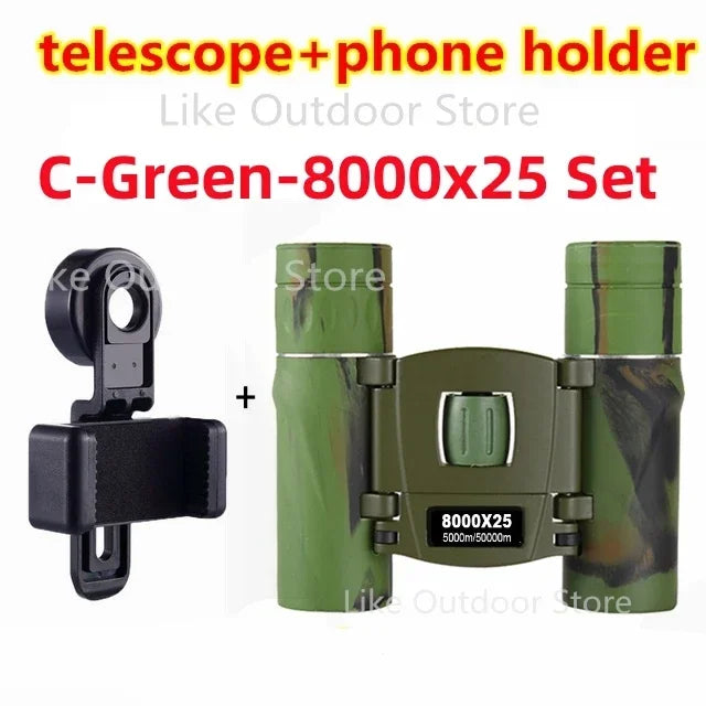 Powerful Long Range Binoculars Monocular Telescope Folding Portable BAK4 FMC Optics Jumelles for Outdoor Camping Hunting Concert