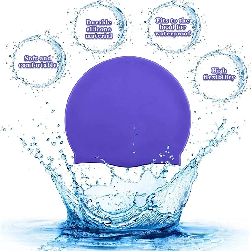 Swimming Cap Silicone Waterproof Swim Hat for Men Women Adult Kids Pool Caps Diving Swimming Equipment Elastic Caps 2025