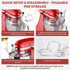 Pouring Shield Splash Guard, Detachable Flip Top Lid for KitchenAid 4.5-5QT Tilt Head Stand Mixer, Mixer Bowl Accessories