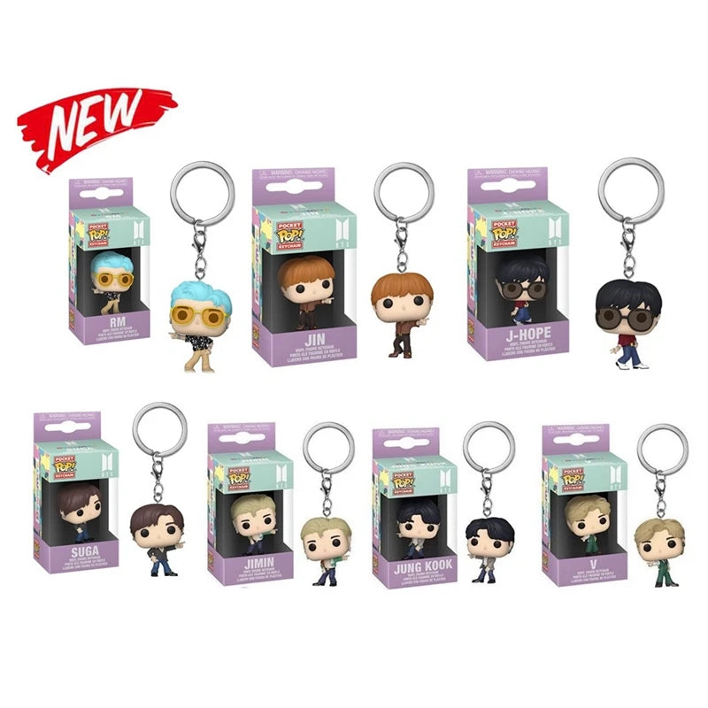 Funko POP Keychain Toy Men's Team Cartoon V JUNG KOOK JIMIN Jin V J-HOPE Pocket Pop Keychain Vinyl Action Figure Collection Toys Main image