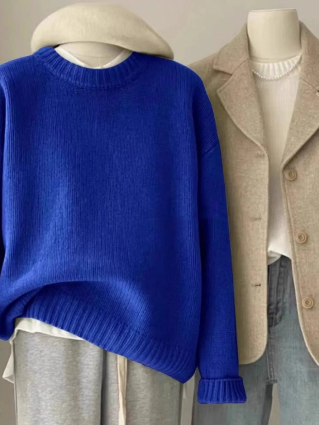 Soft waxy round neck 100 pure cashmere sweater women's loose sweater autumn and winter short base sweater