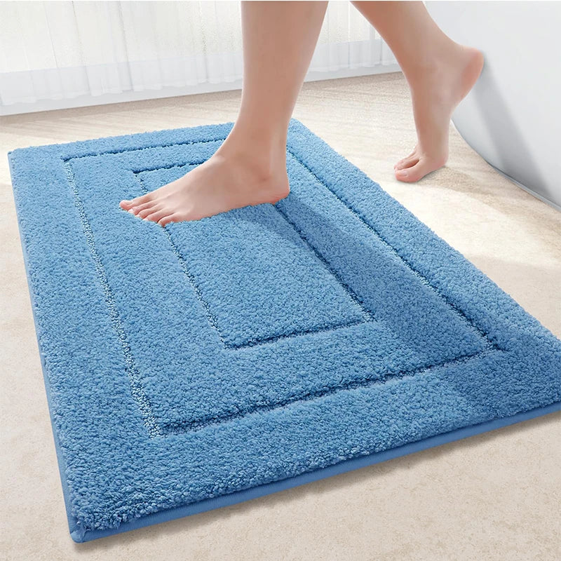 Homaxy Double Frame Velveteen Bathroom Mat Floor Mat Indoor Non Slip Door Mat Dirt Trap Absorbs Water Comfortable Bathroom Mat