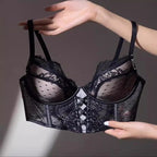 French Lace Push Up Lingerie Set Mulher Thin Underwire Bra Sheer Ruched Chemise Soft Petite Small Bust S-XL Hot Sale