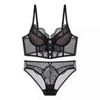 French Lace Push Up Lingerie Set Mulher Thin Underwire Bra Sheer Ruched Chemise Soft Petite Small Bust S-XL Hot Sale