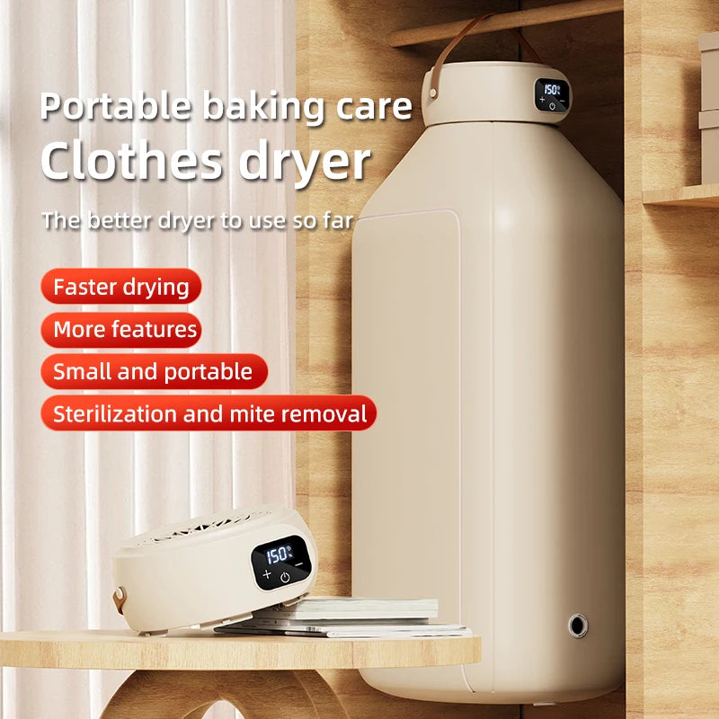 Portable Electric Dryer Multifunctional Dryer Foldable Timed Fast Drying Low-noise Warm Air Heating Clothing Care Mini Dryer