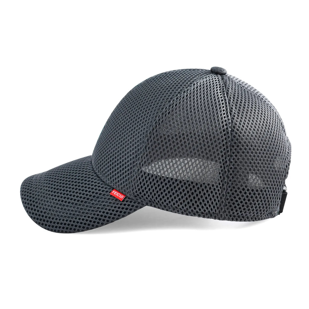 FEICUI Unisex Summer 6-Panel Baseball Cap Mesh Running Hats Pure Color Trucker Cap Breathable Outdoor Sports Quick Dry Hat
