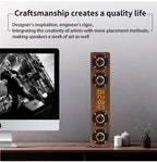 Domars Wireless Bluetooth 5.0 Speakers Wooden Alarm Clock Display Sound System Player with AUX TF FM Radio Subwoofer Box