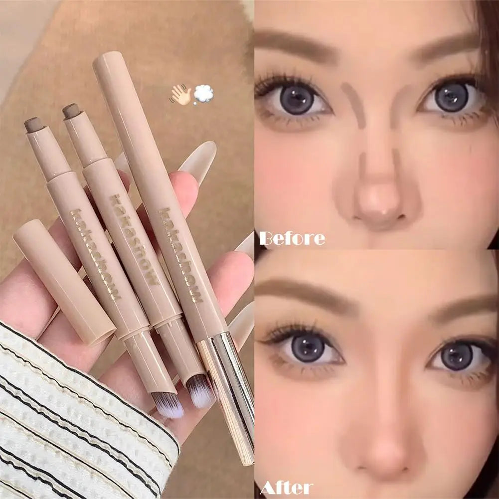 2026 New Nose Shadow Contour Pen With Sumdge Brush Naturally 3D And Brightening Contouring Stick Cream-Textured Nose Shadow Pen