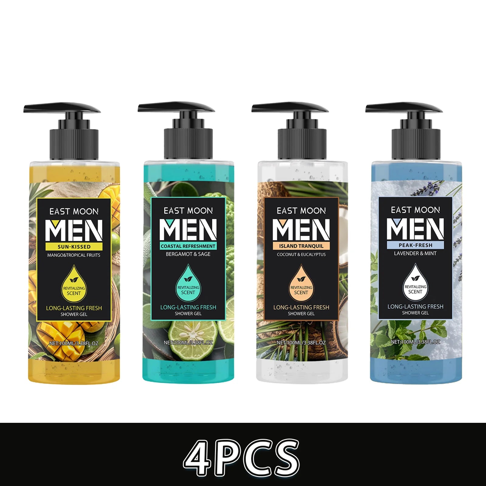 Men's Eucalyptus Coconut Body Wash Deep Cleansing Shower Gel Refreshing Scent Long Lasting Fragrance Oil Control 100ml
