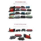 Car Vehicles Retro Steam Train Pull Back Model Diecast 1:60 Alloy Toy Train Kids Toys Set For Boys Gifts Kids Birthday