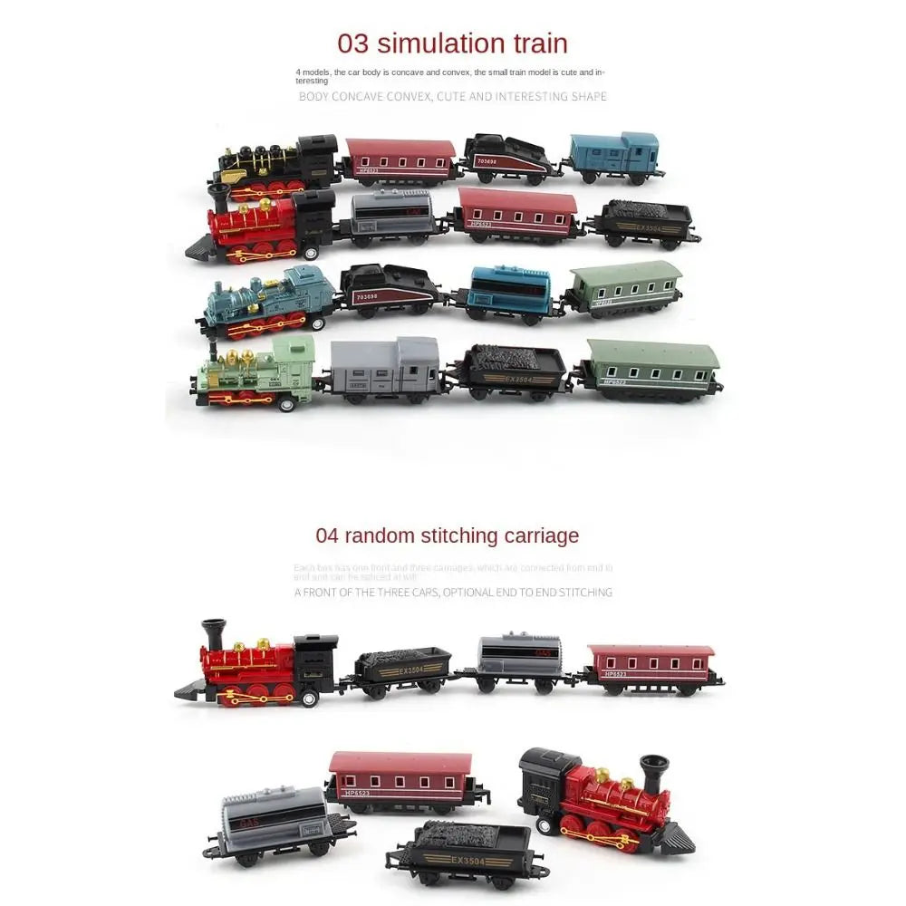 Car Vehicles Retro Steam Train Pull Back Model Diecast 1:60 Alloy Toy Train Kids Toys Set For Boys Gifts Kids Birthday