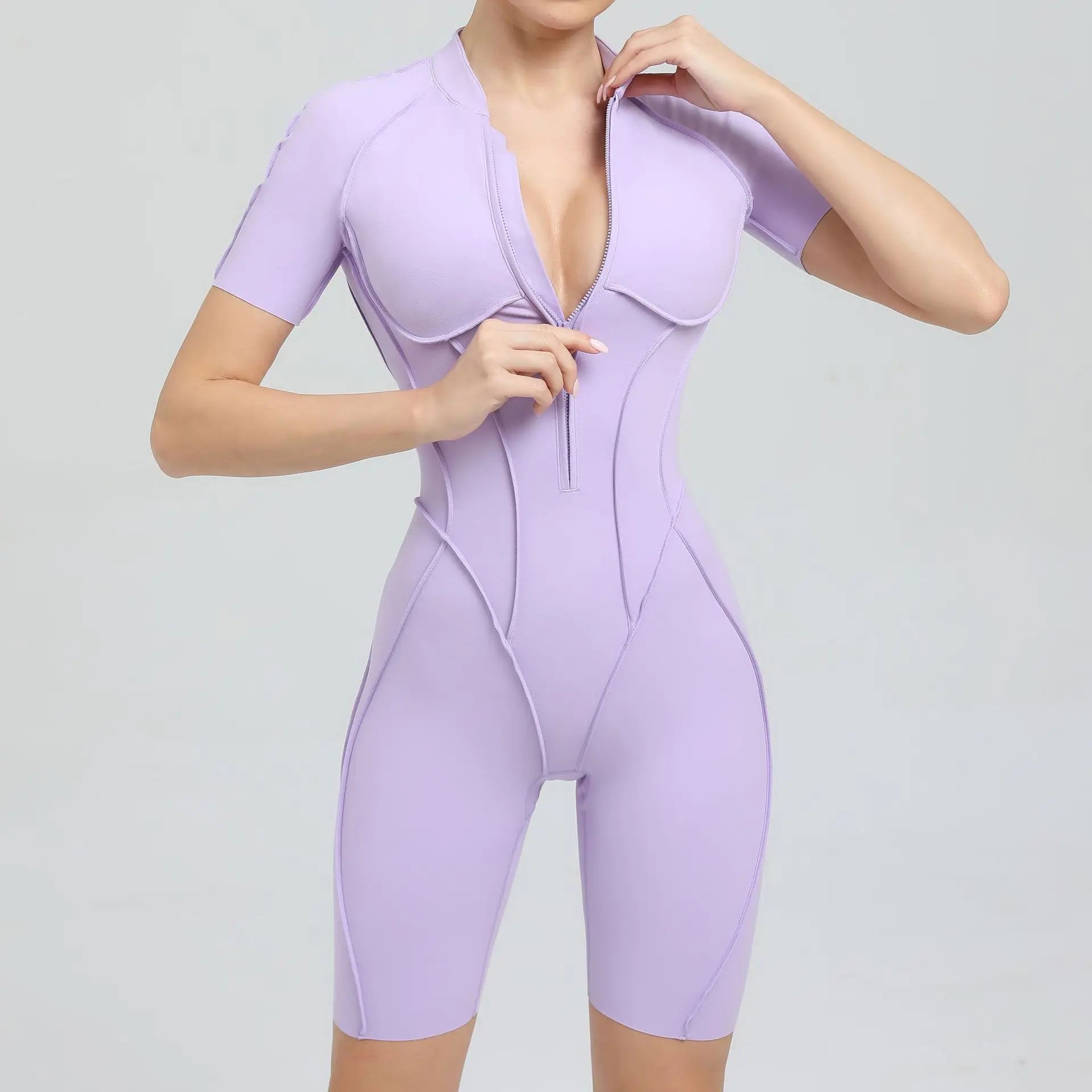Women's Yoga Jumpsuit Hip Lift Sports Fitness Removable Padding Backless Zipper Leggings One-Piece Running Workout Gym Jumpsuit Secondary image