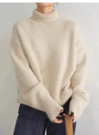 2023 autumn and winter turtleneck 100% pure cashmere women loose sweater thickened wool sweater cover lazy bottom