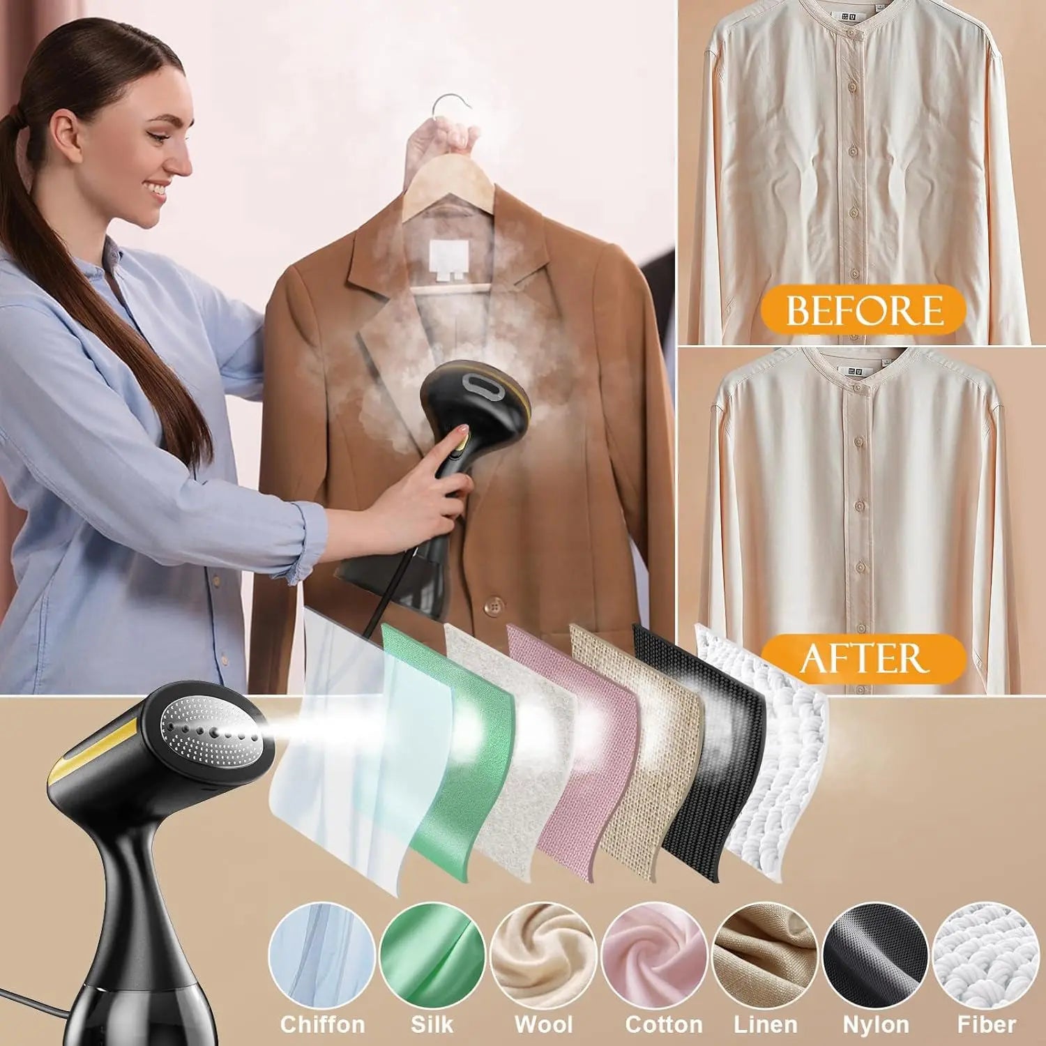 220V Handheld Garment Steamer 1300W Electric Household Fabric Steam Iron 350ml Portable Vertical Fast-Heat for Clothes Ironing