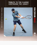 RaceRun-MAX Composite Carbon Tennis Racket, 295±10g Lightweight, 325mm Balance, One-Piece Stable Frame, 50-60lbs, for Advanced