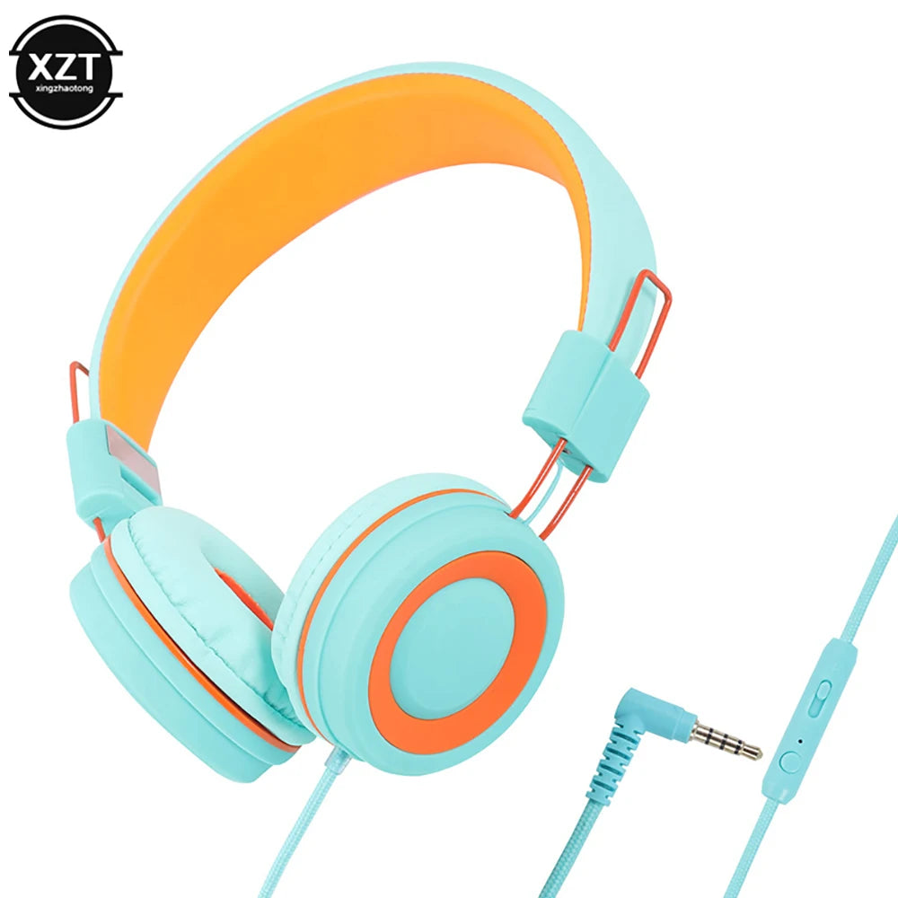 Kids Headphones 3.5mm Audio Jack Wired Earphone Foldable Stereo Headset With Mic for Girls Boys Gift Online Learning Earbuds Main image