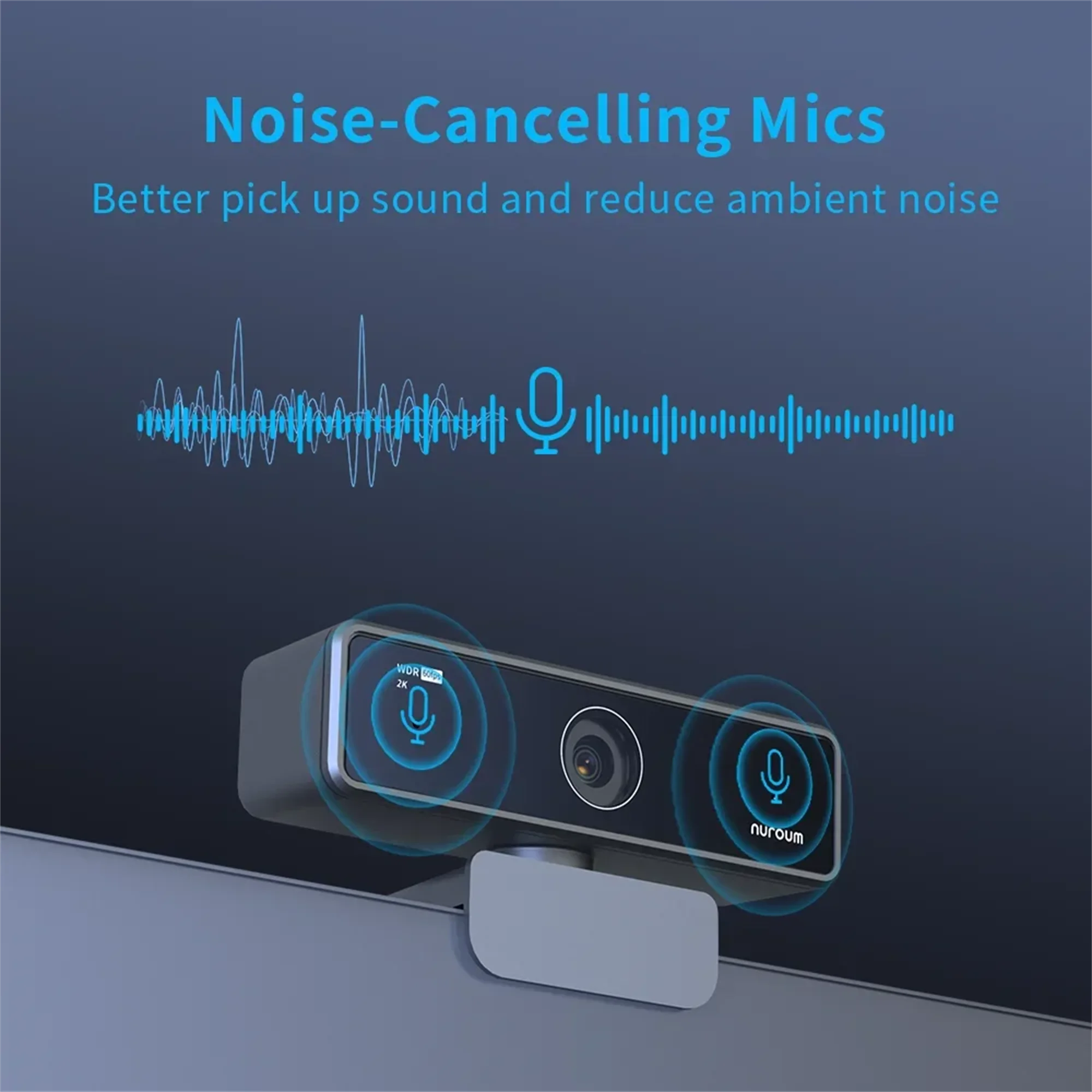 Nuroum 2K QHD Webcam 1440P 30FPS&1080P 60FPS Dual Mode, AI Noise Cancelling Mic,Streaming Camera, USB Plug & Play for PC/Mac