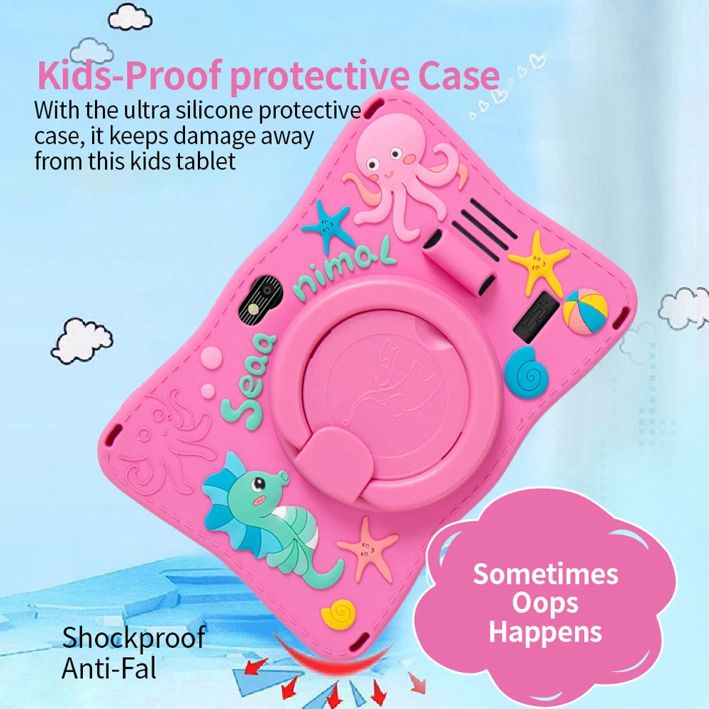 BDF Tablet for Kids 7 Inch Android 11 System 32 GB WiFi Bluetooth Dual Camera Educational Software Installed with Proof Case
