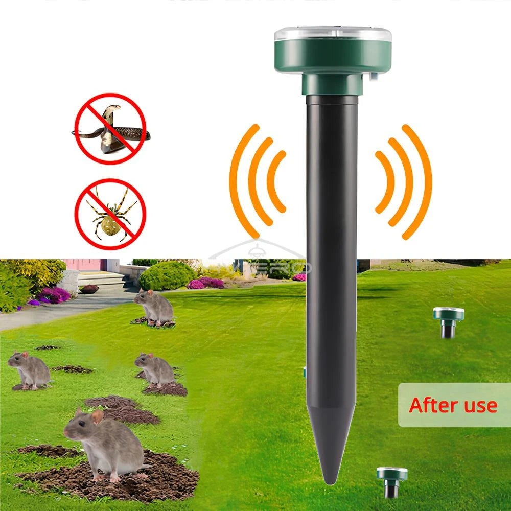 4/8X Solar Repeller Powered Ultrasonic Sonic Mouse Mole Pest Rodent Repellent Vibration Wave Yard Outdoor Garden Lawn Farm Field