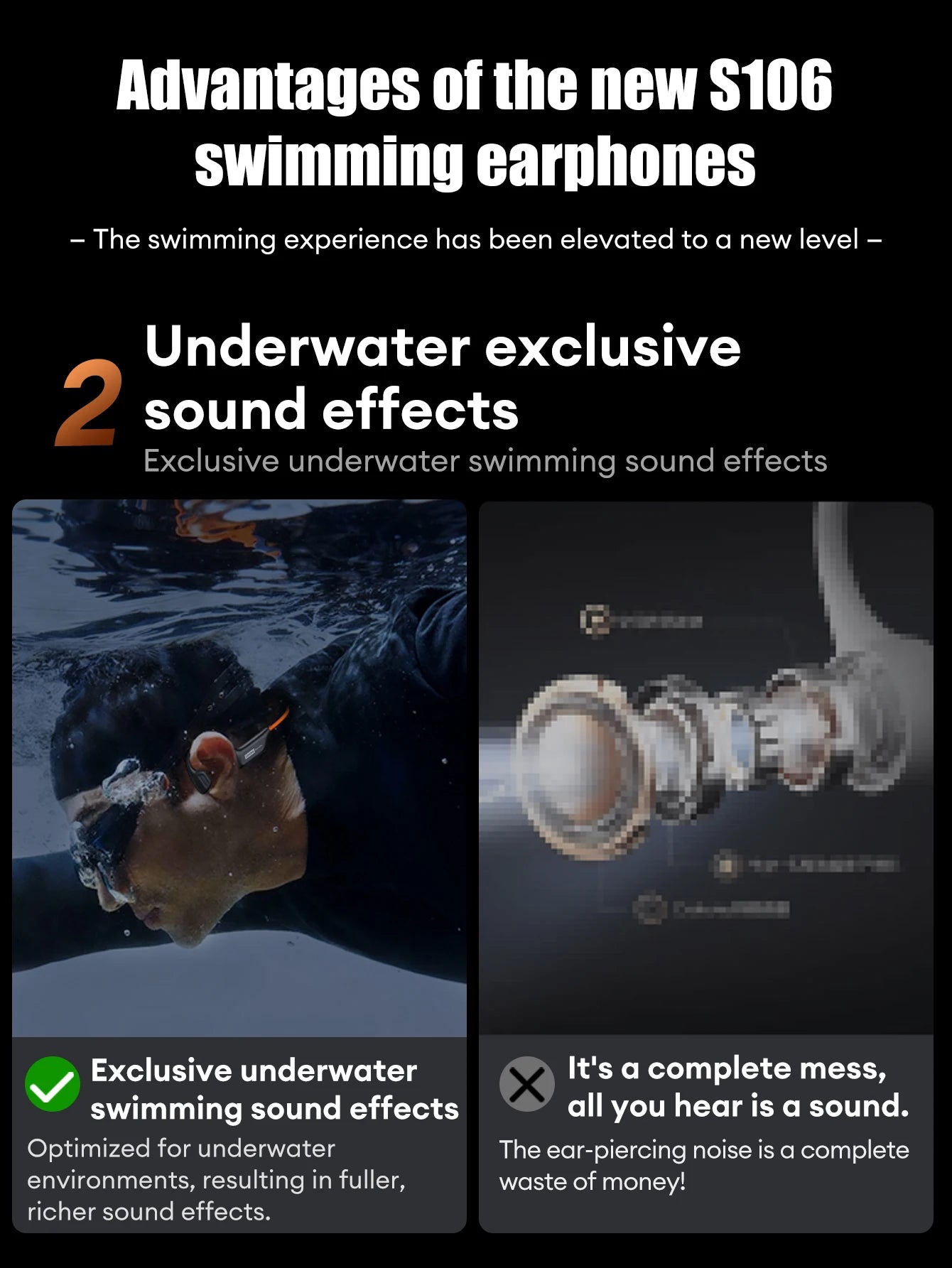 Lenovo S106 True Bone Conduction Headset Bluetooth 6.0 IPX8 Waterproof Headphones 32GB MP3 HIFI Earphones With MIC For Swimming