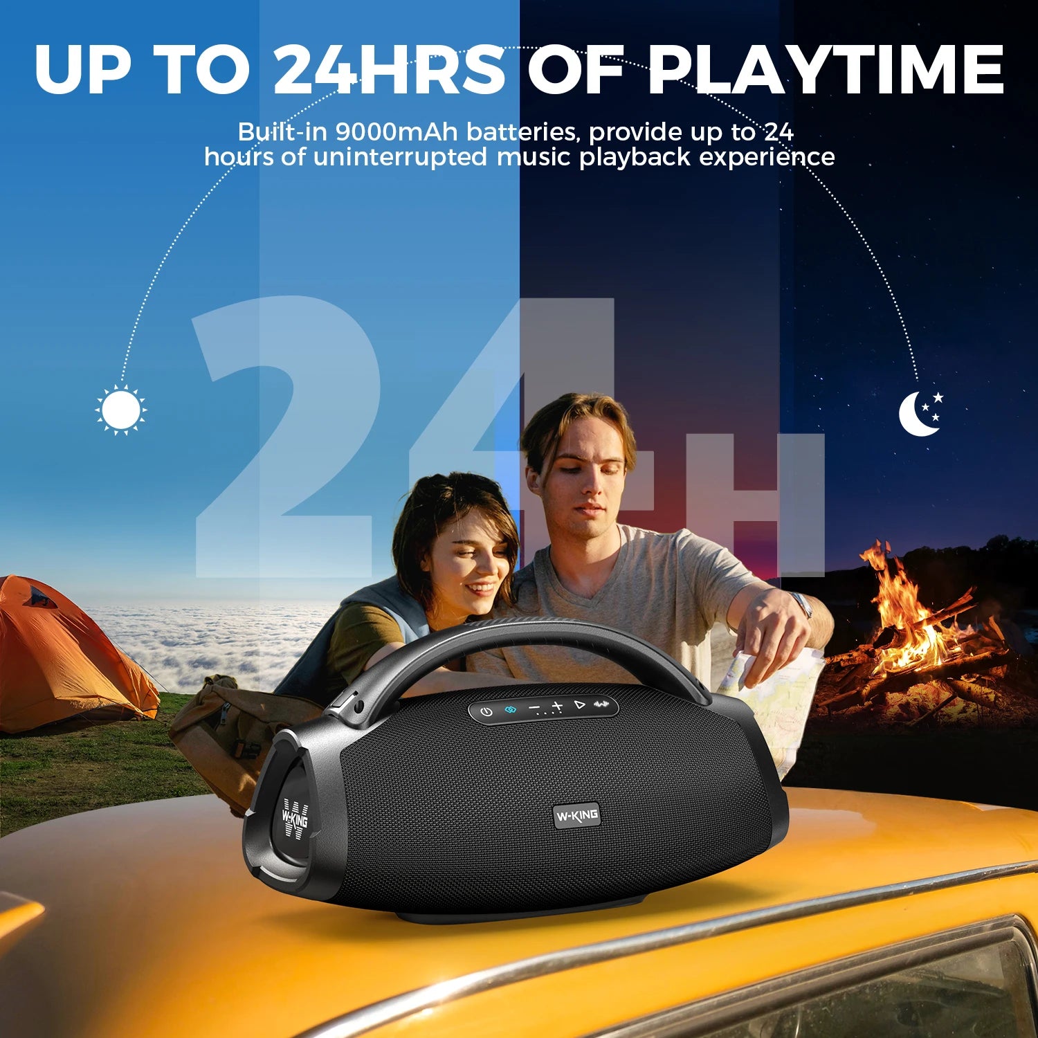 W-KING 200W RMS Portable Bluetooth Speakers, Massive Bass Party Boombox IPX7 Waterproof Speaker Large, Loud Outdoor Speaker