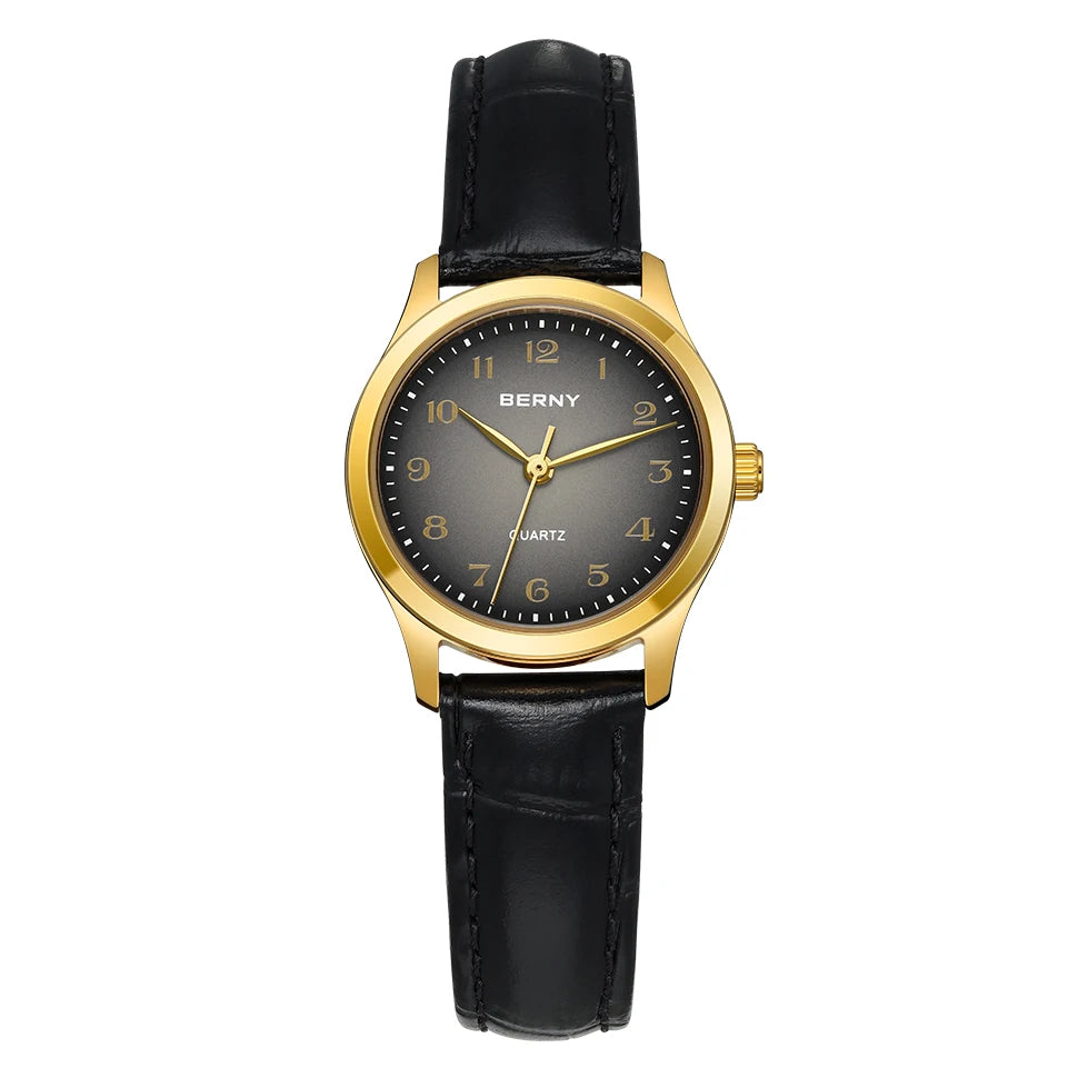 BERNY Gold Watch for Women Luxury Ladies Fashion Quartz Wristwatch Elegant Gradient Dial Multiple Scenarios Matching Lady Watch